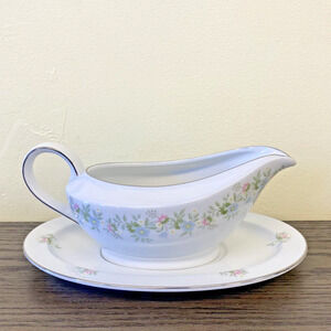 Johann Haviland China Gravy Boat &Tray Forever Spring Vintage Cottagecore Floral